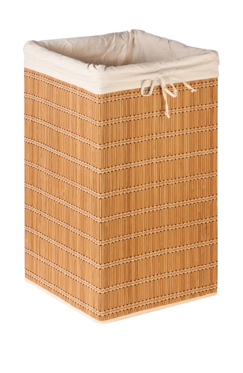 HONEY-CAN-DO Square Bamboo Wicker Hamper, Main, color,