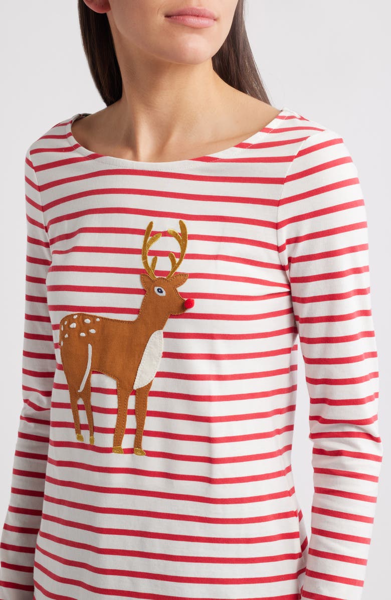 Boden Ella Stripe Appliqué Cotton T-Shirt, Alternate, color, 