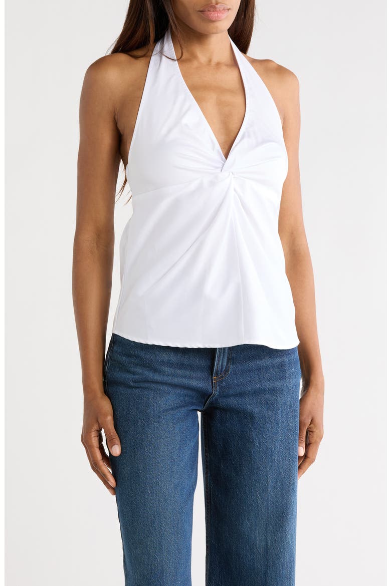 Cotton Blend Halter Top, Main, color, WHITE