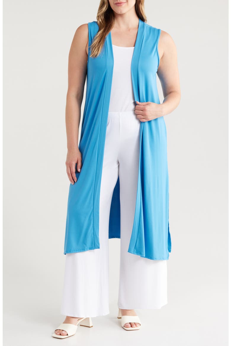 Open Front Long Vest, Main, color, TURQUOISE