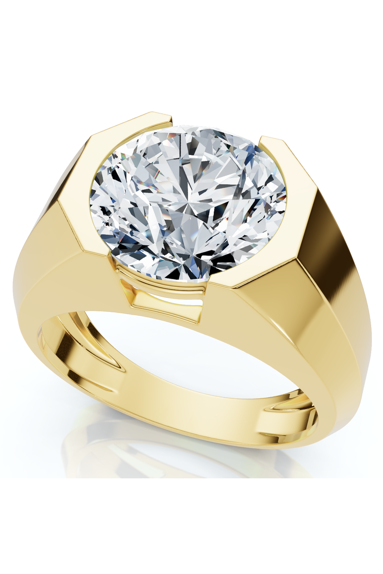 Certified 5 Ct Elon Signature Men's Bezel Diamond Ring Lab Grown, Main, color, 14k Yellow Gold