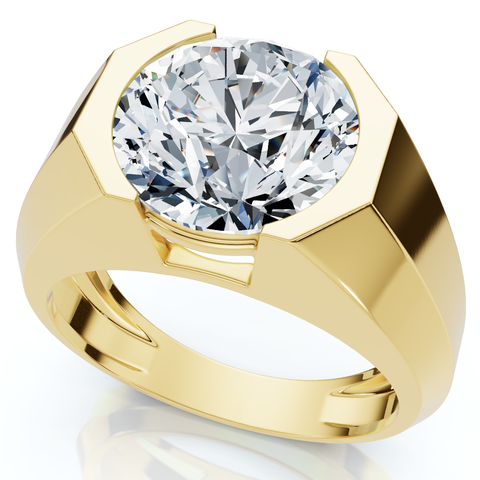 Certified 5 Ct Elon Signature Men's Bezel Diamond Ring Lab Grown