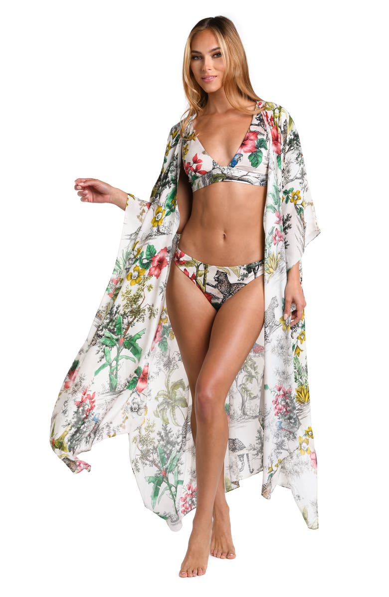 L'AGENCE Kara Jungle Cover-Up Maxi Duster, Alternate, color,