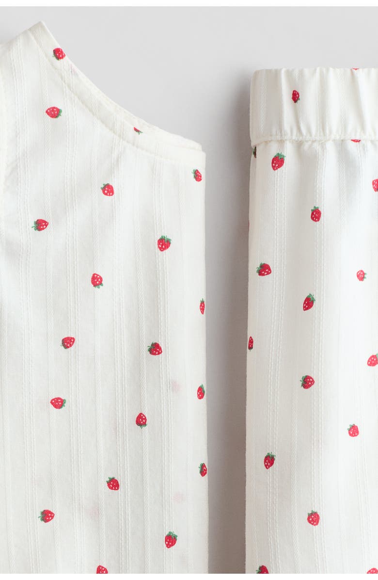 H&M 2-piece Patterned Cotton Set, Alternate, color, Cream/Strawberries
