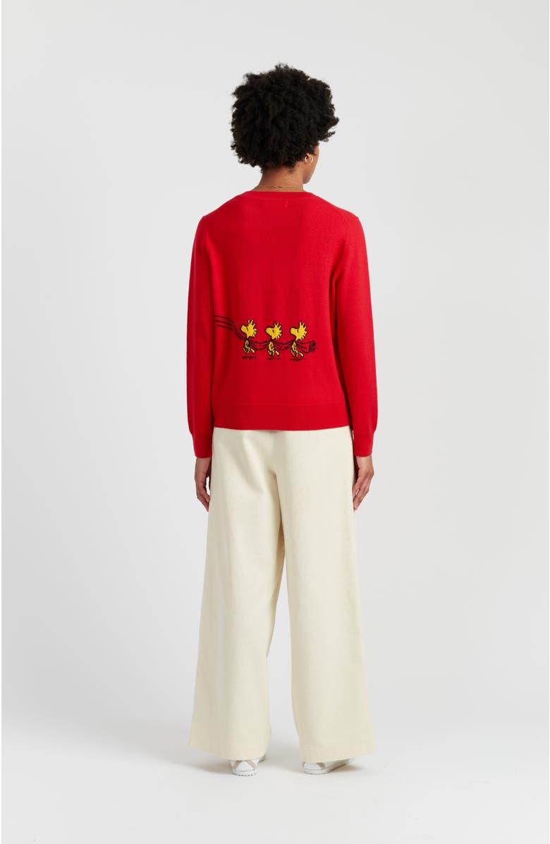 Chinti & Parker Wool-Cashmere Holiday Snoopy Sweater, Alternate, color, Velvet Red