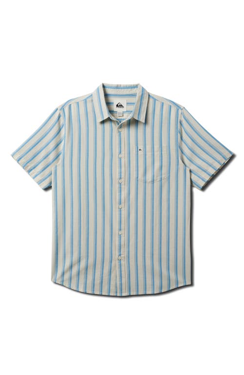 Quiksilver Oxford Stripe Classic Short Sleeve Button-up Shirt In Niagara