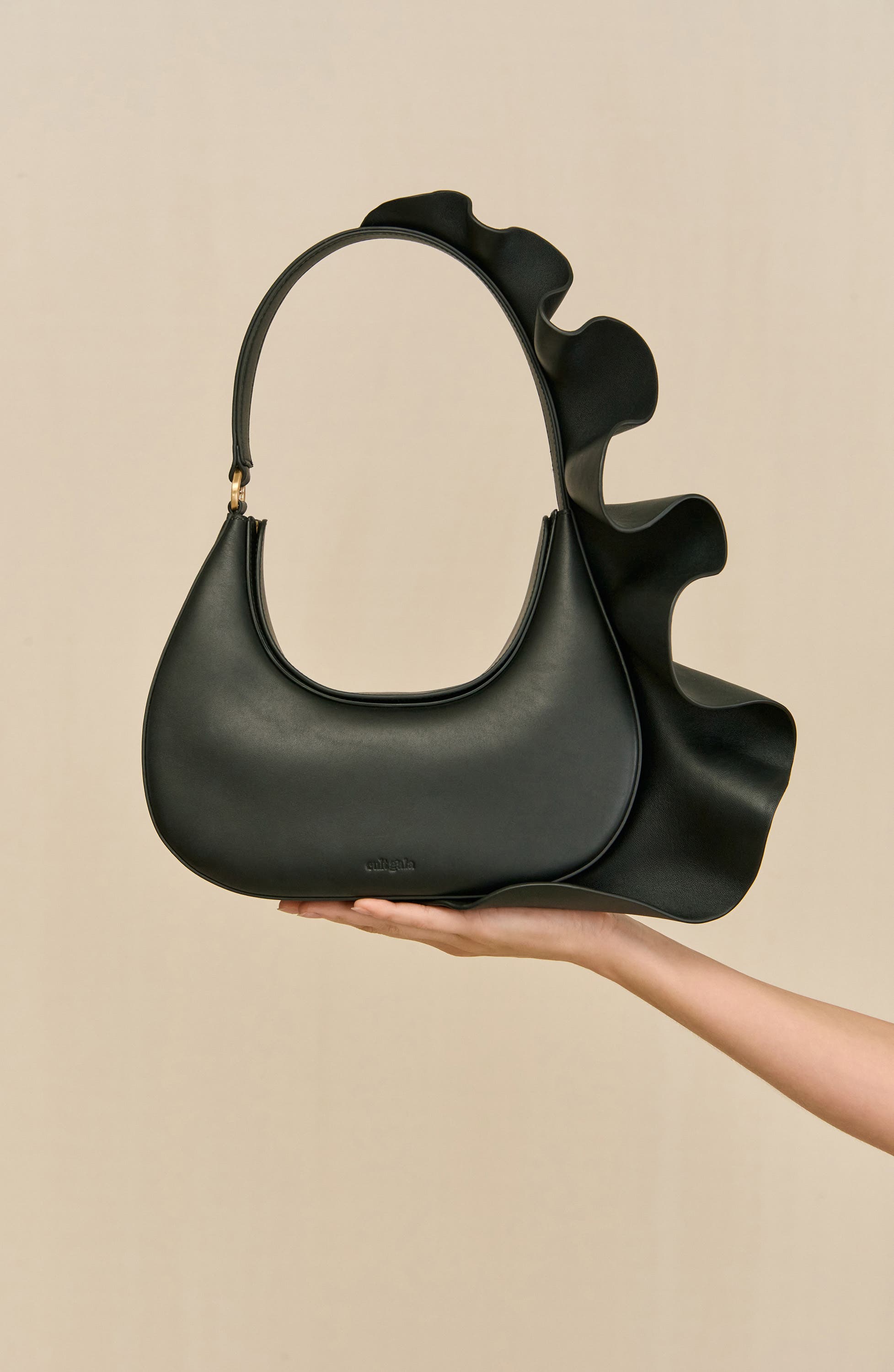 Cult Gaia Zoella Leather Shoulder Bag, Alternate, color, Black