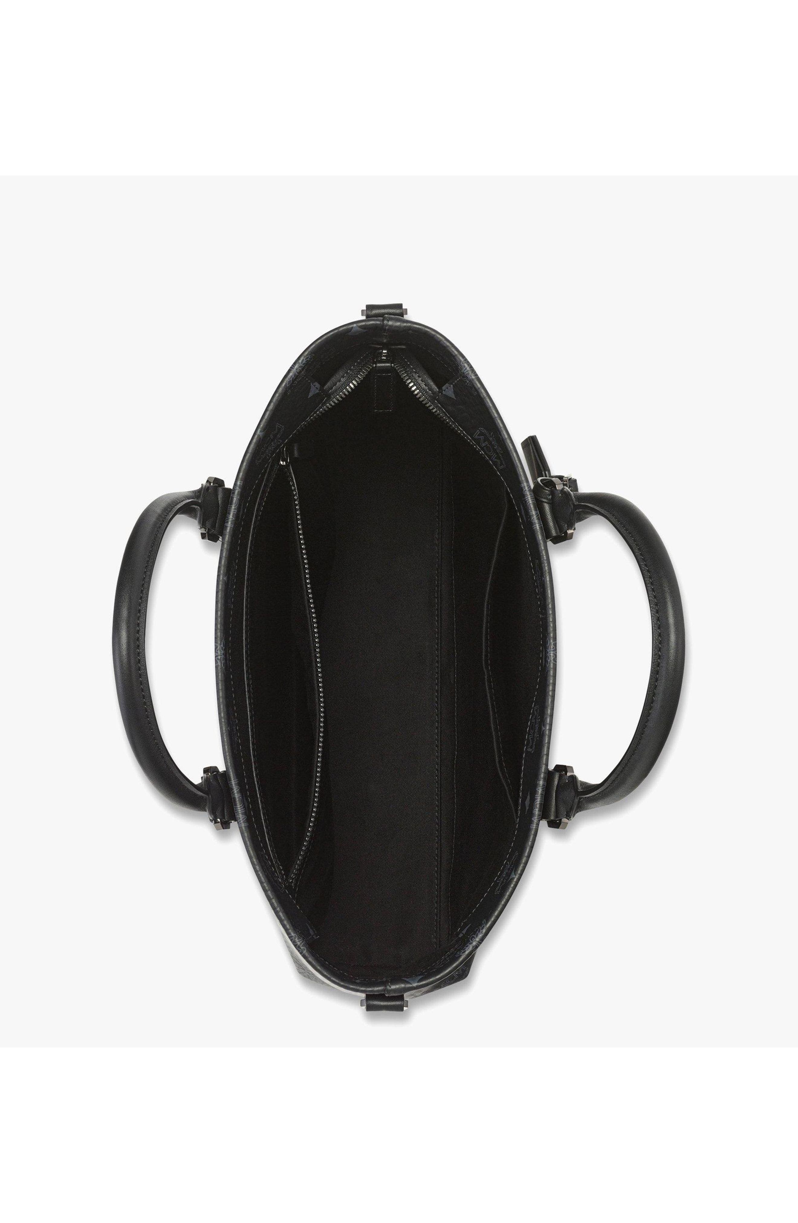 MCM Aren N/S Tote in Visetos, Alternate, color, Black