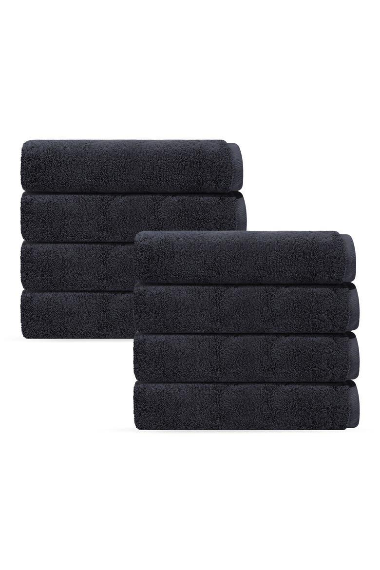 Puresoft Set of 8 Turkish Cotton Washcloths, Main, color, ANTHRACITE