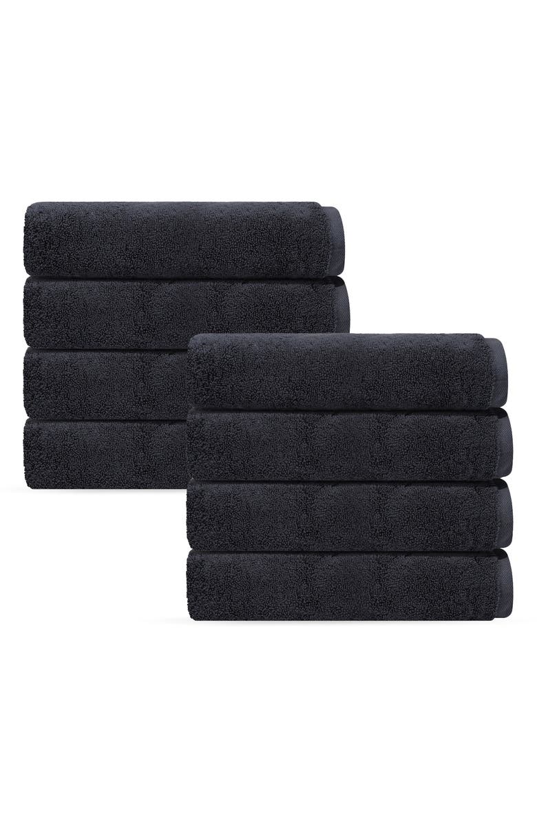Brooks Brothers Puresoft Set of 8 Turkish Cotton Washcloths, Main, color, Anthracite