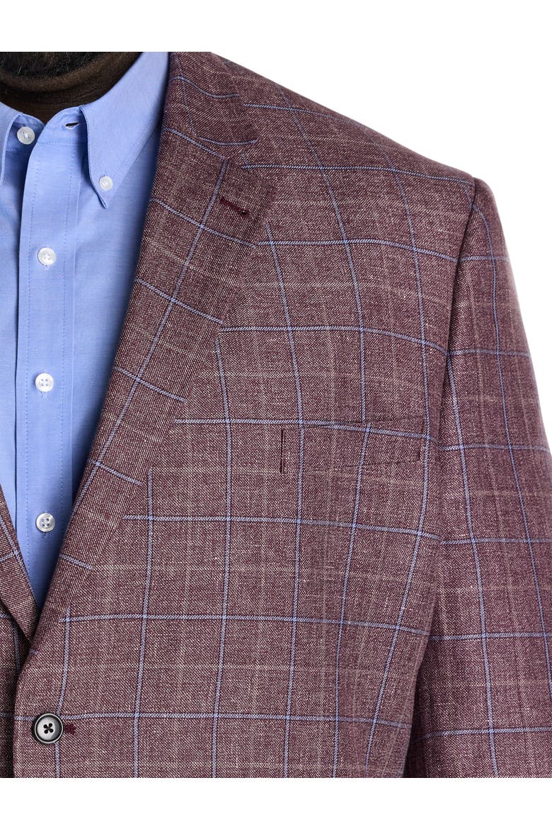 Big & Tall Windowpane Sport Coat, Alternate, color, BERRY