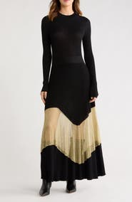 Ulla Johnson Roanne Long Sleeve Metallic Maxi Dress