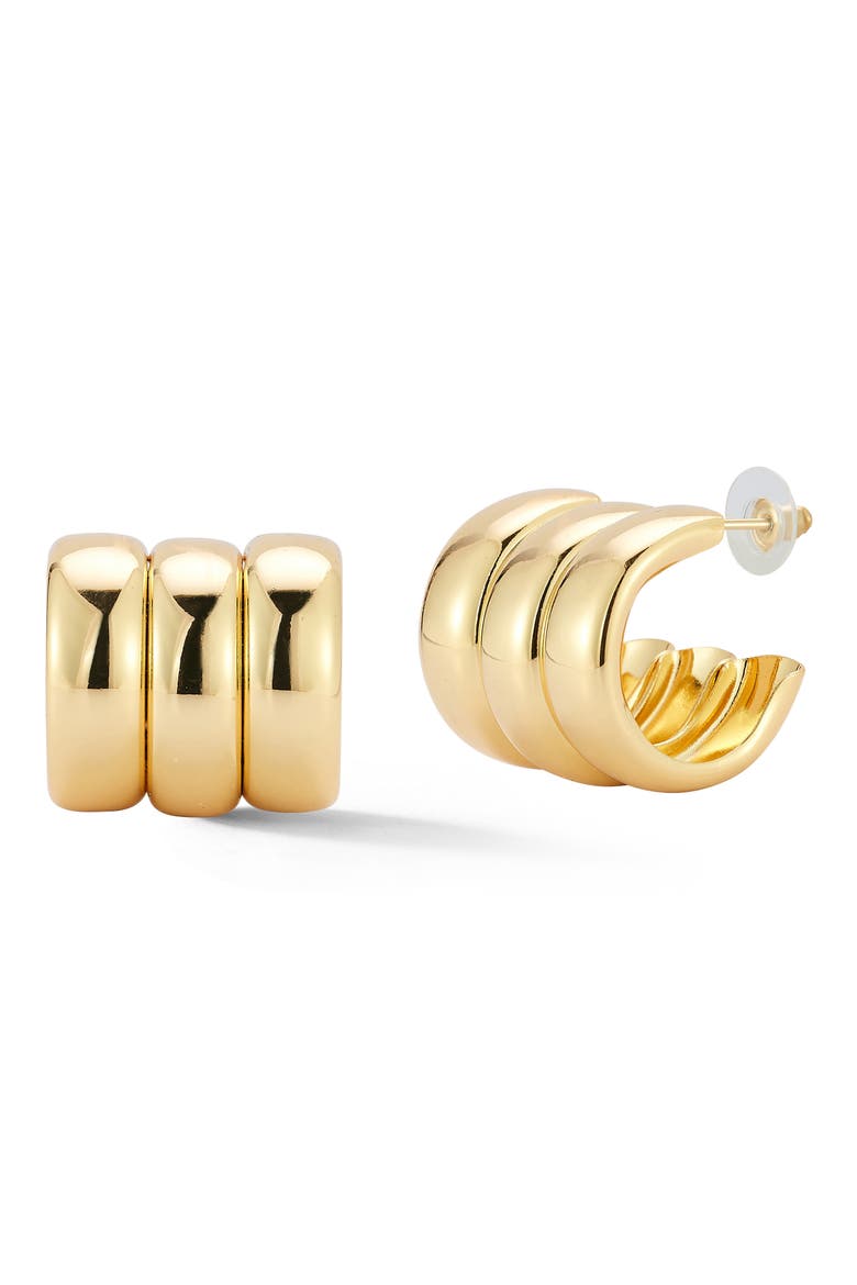 Triple Hoop Earrings, Main, color, GOLD