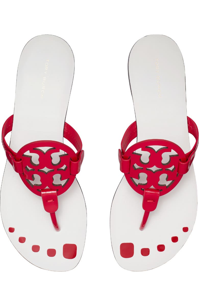 Tory Burch Miller Nail Polish Thong Slide Sandal, Alternate, color, Blaze Red