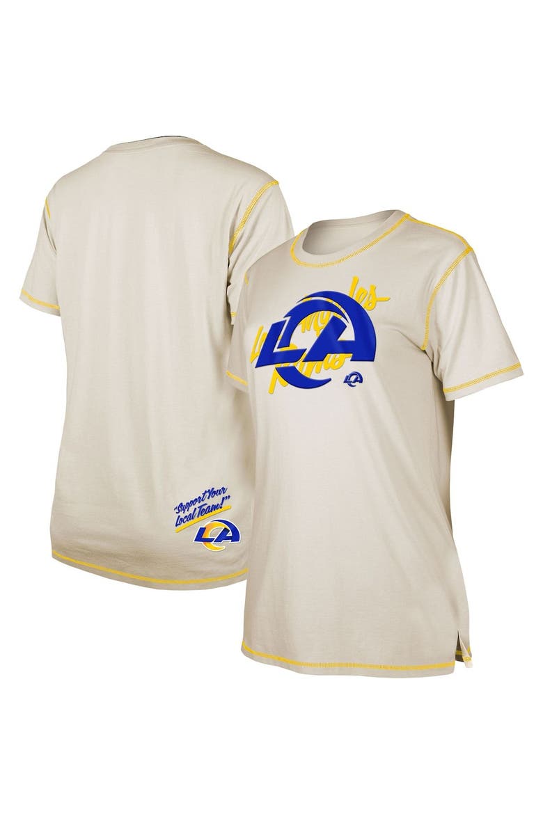 Women's New Era Cream Los Angeles Rams Split T-Shirt, Main, color, Cream