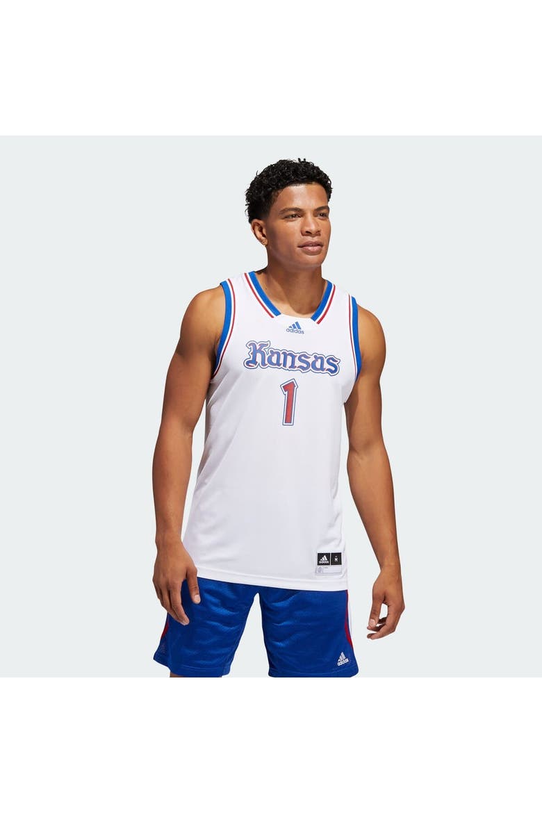 Men's adidas #1 White Kansas Jayhawks Alternate Swingman Jersey, Alternate, color, White