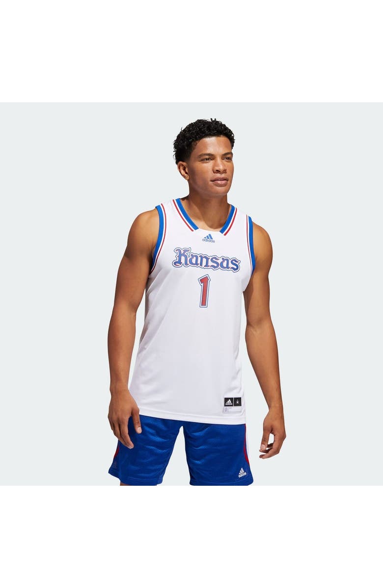 adidas Men's adidas #1 White Kansas Jayhawks Alternate Swingman Jersey, Alternate, color, White