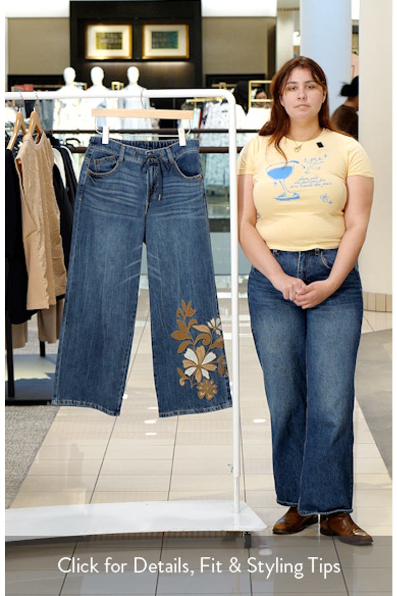 Flower Appliqué High Waist Wide Leg Jeans video