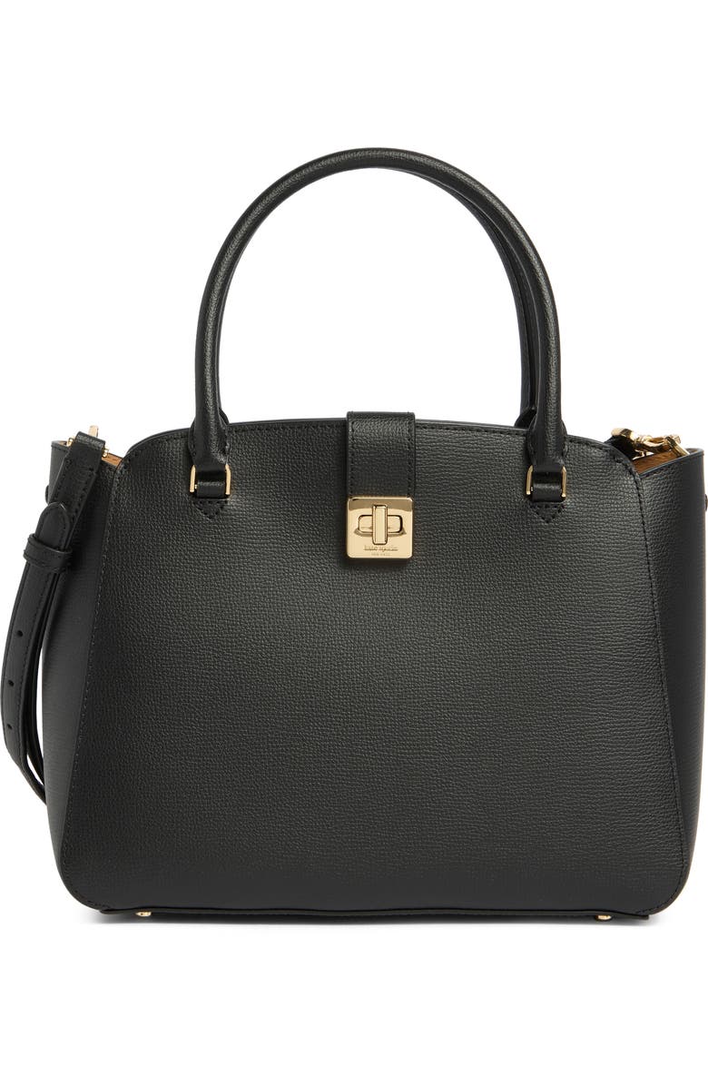 Kate Spade New York phoebe refined grained leather top handle bag, Main, color, Black