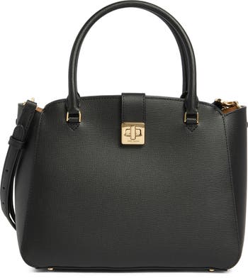 phoebe refined grained leather top handle bag