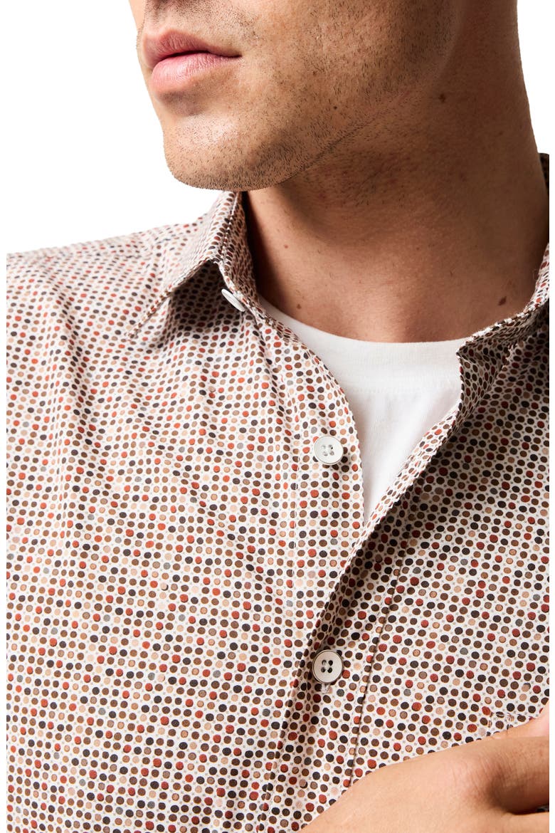 Eastborne Sports Fit Dot Print Cotton Button-Up Shirt, Alternate, color, OLIVE