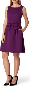 Tahari Sleeveless Bow Waist Fit & Flare Dress