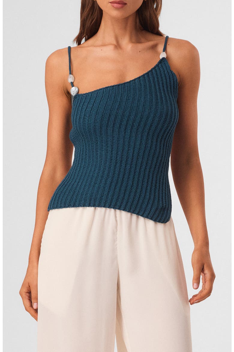 Desi Open Back Asymmetric Ribbed Top, Main, color, TEAL
