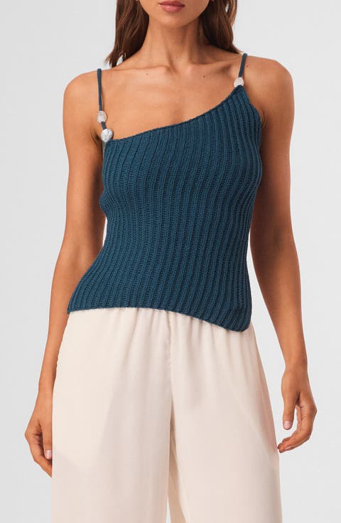 Desi Open Back Asymmetric Ribbed Top