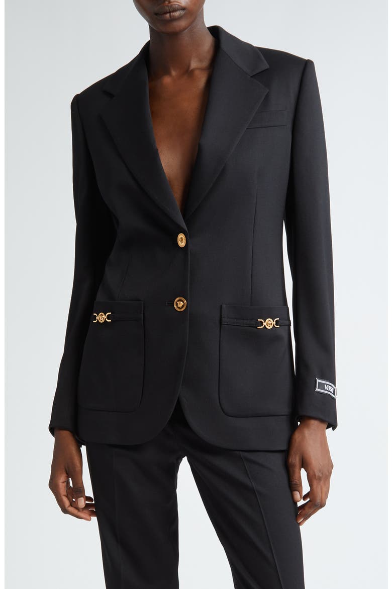 Stretch Wool Blazer, Main, color, BLACK