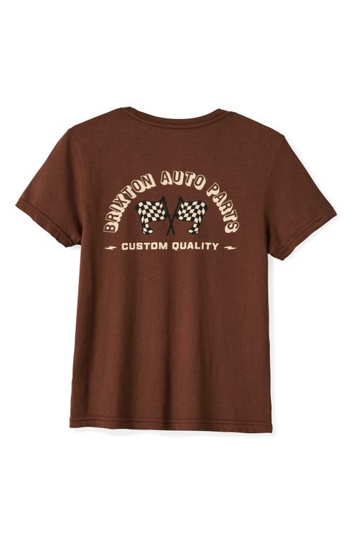 Brixton Auto Parts Fitted Crewneck Graphic T-shirt In Brown