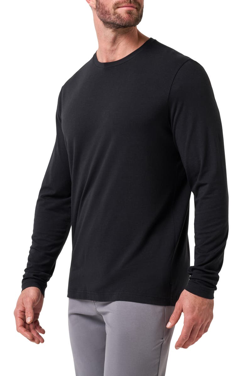 TravisMathew Cloud Crew Long Sleeve T-Shirt, Alternate, color, Black