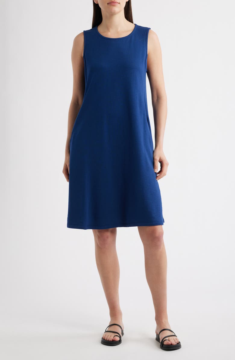 Eileen Fisher Round Neck Sleeveless A-Line Dress, Main, color, Deep Dive