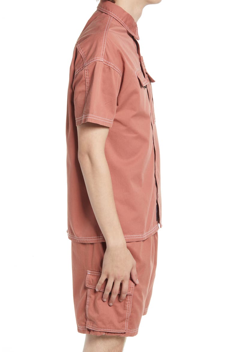 Washed Cotton Button Down Shirt, Alternate, color, RUST