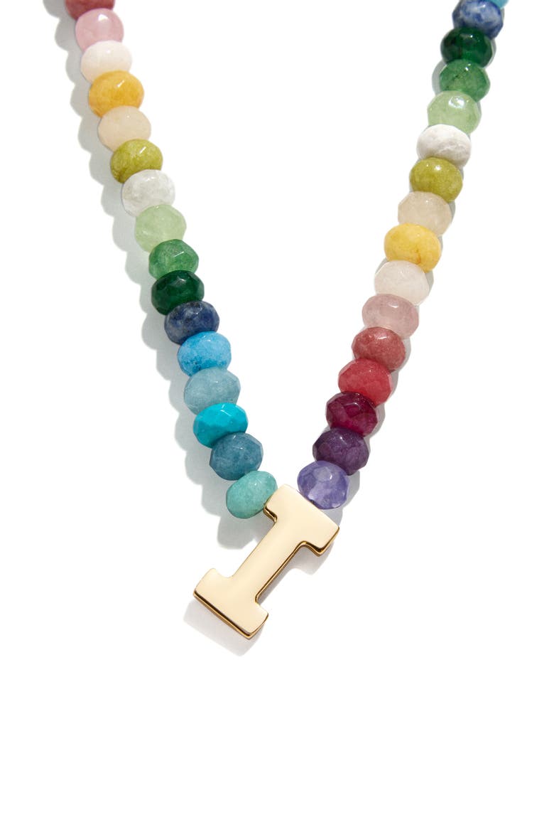 Rainbow Beaded Initial Pendant Necklace, Main, color, RAINBOW MULTI - I