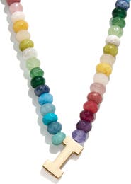 BaubleBar Rainbow Beaded Initial Pendant Necklace