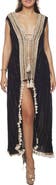 RANEES Tassel Trim Sleeveless Cover-Up Duster