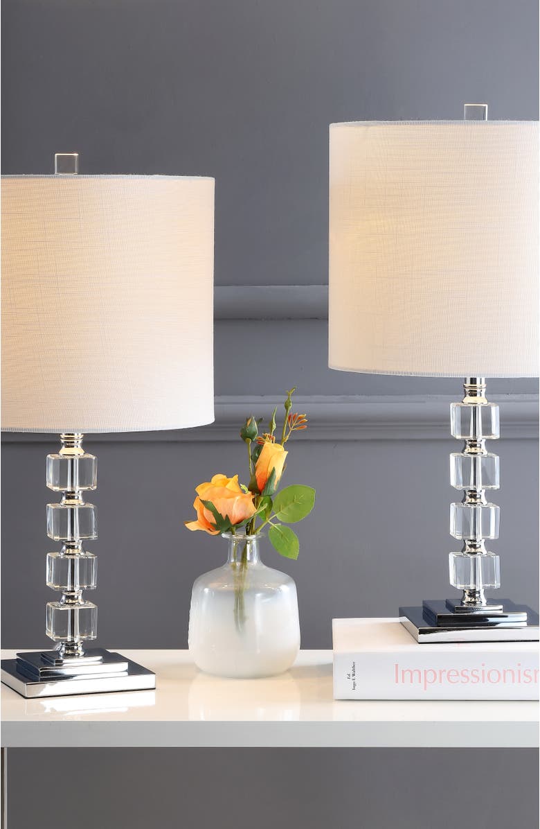 JONATHAN Y Barnard 22" LED Crystal/Metal Table Lamp, Clear, Alternate, color, Clear/Chrome