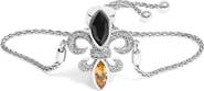 Haus of Brilliance Silver Marquise Black Onyx, Orange Citrine, and Diamond Accent Lariat