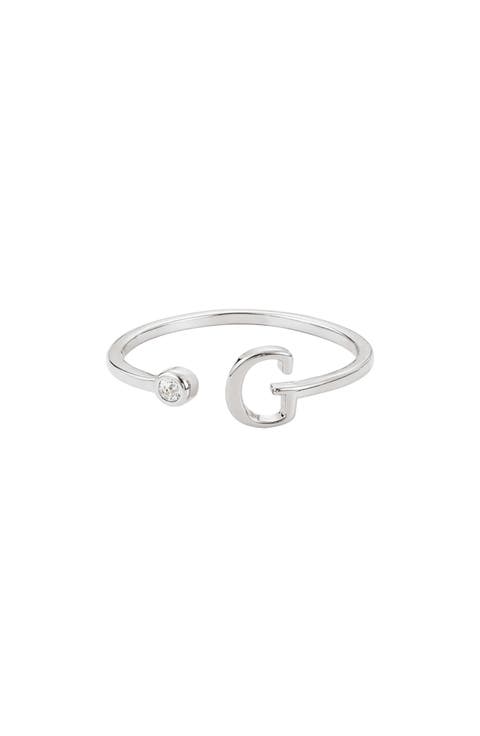 Cubic Zirconia Initial Adjustable Band Ring