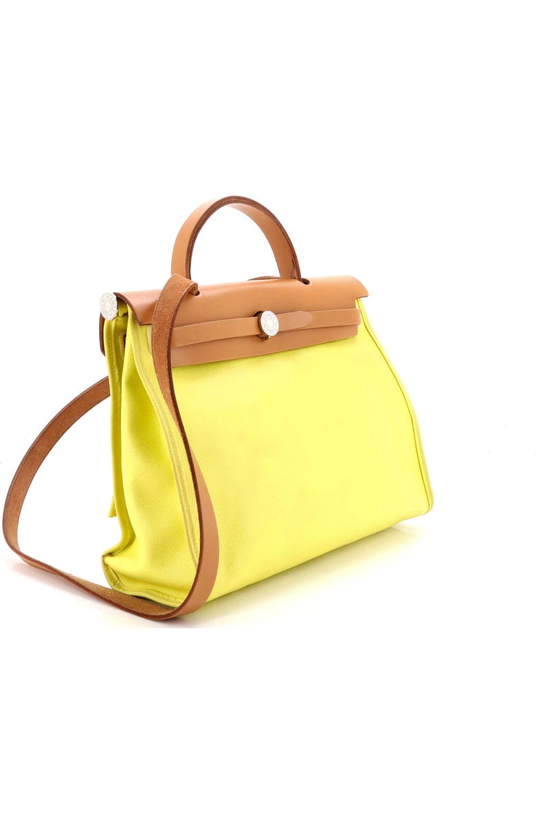 Pre-Owned Hermes Herbag Zip Berline Vache Canvas and Leather 31, Alternate, color, Lime