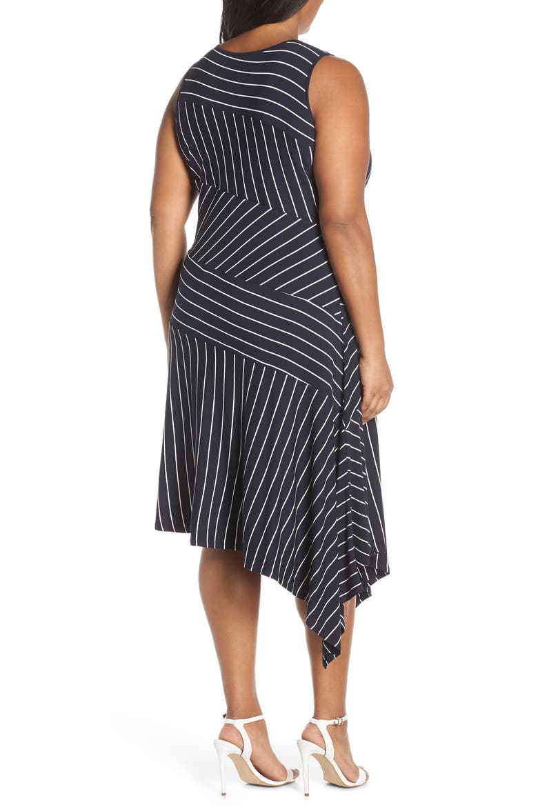 Stripe Asymmetrical Hem Dress, Alternate, color, CLASSIC NAVY