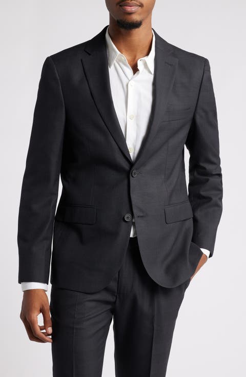 Plaid Slim Fit Stretch Wool Blend Sport Coat