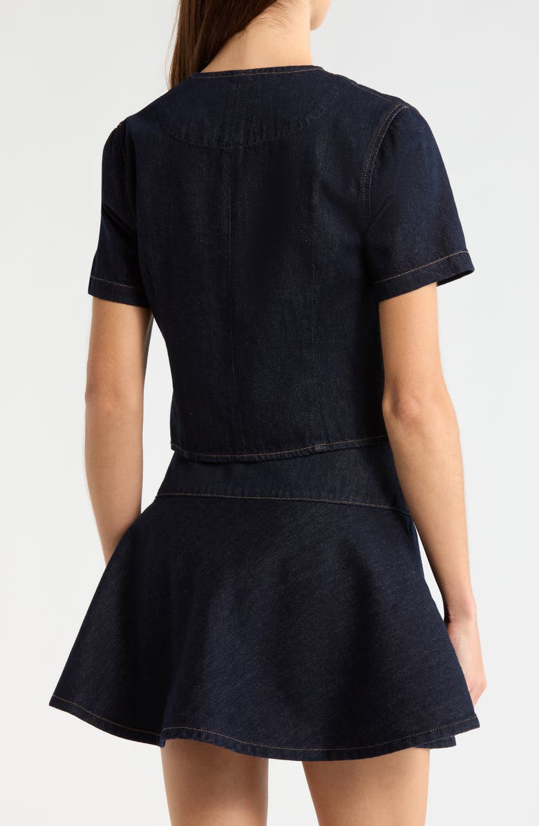 ASTR the Label Lennon Short Sleeve Denim Jacket, Alternate, color, Dark Denim