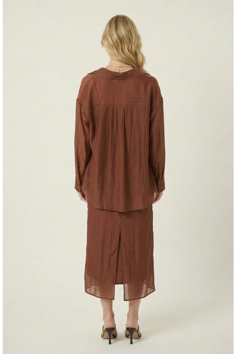 Sheer Layered Two Piece Midi Dress Set, Alternate, color, Rust