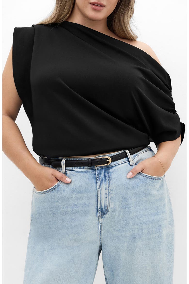 Imani Asymmetric Knit Top, Main, color, BLACK