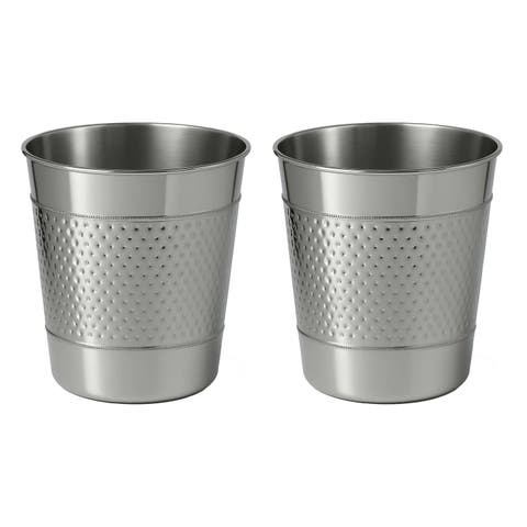 Riley Modern Classic Hammered Steel Accent 2 Gal Waste Bin (Set of 2)
