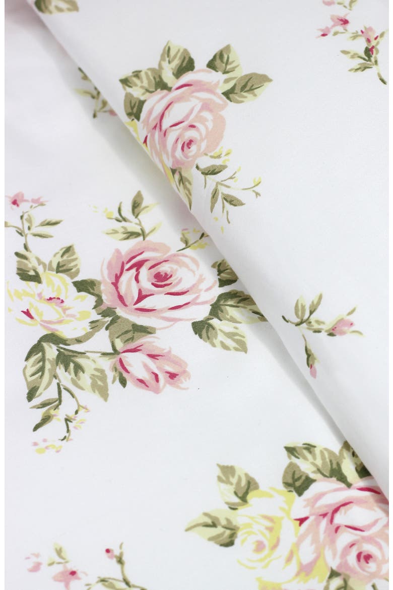 Rose Bouquet 400 Thread Count Cotton Duvet Set, Alternate, color, WHITE/ PINK
