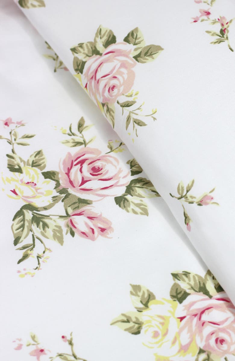 MELANGE HOME Rose Bouquet 400 Thread Count Cotton Duvet Set, Alternate, color, White/ Pink