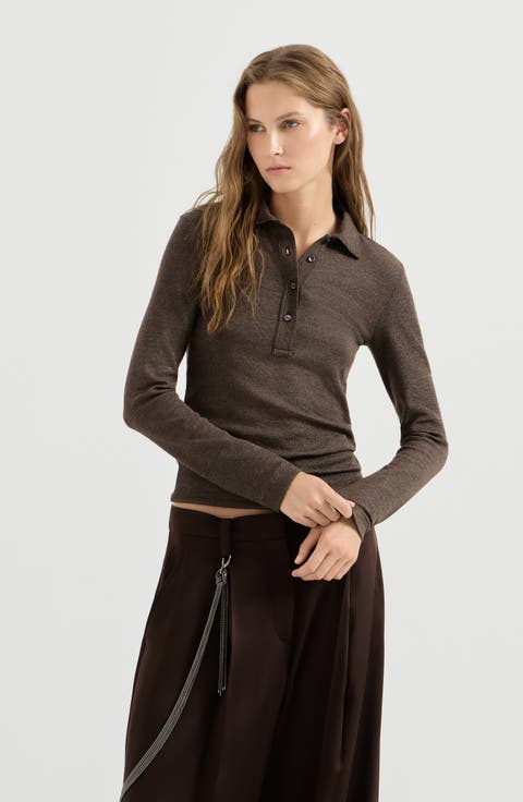 Sparkling virgin wool jersey polo shirt
