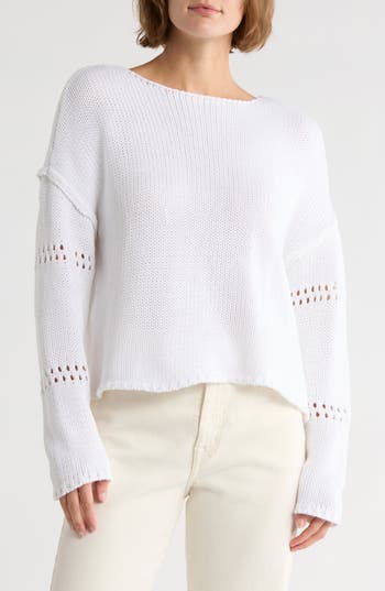 Rd Style Open Stitch Detail Sweater In White